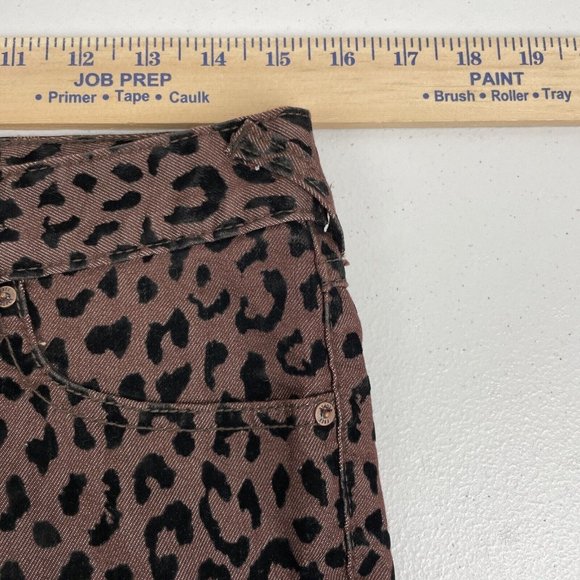 Free People Jeans Women's Size 27 Velour Animal Print Brown Casual Streetwear - Picture 7 of 11